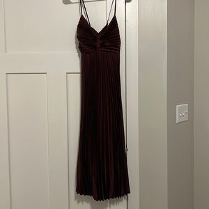 Maroon Pleated Dress Banana Republic